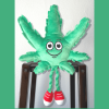 My Name is MJ, Cute Stuffed Parody Marijuana Leaf Dog Toy, Funny Squeaky Weed Toy, Cool Plush Novelty 420 Gift for Puppies & Small