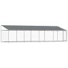 Dog Cage with Roof and Door Gray 26.2'x6.6'x6.6' Galvanized Steel