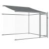 Dog Cage with Roof and Doors Gray 19.7'x6.6'x6.6' Galvanized Steel