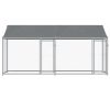 Dog Cage with Roof and Doors Gray 13.1'x6.6'x6.6' Galvanized Steel
