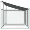 Dog Cage with Roof and Doors Gray 19.7'x6.6'x6.6' Galvanized Steel