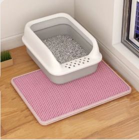 Cat Litter Mat Double Layer Filter Anti-bring Out (Option: Pink-55x75)