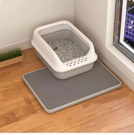 Cat Litter Mat Double Layer Filter Anti-bring Out (Option: Gray-30x45)