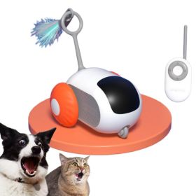 Exciting Interactive Cat Toy Car - Smart RemoteControl, Fun Feather Chase, Dynamic ElectricKitten Plaything For Active Exercise & Learningsmart Dogtoy (Option: Orange white)