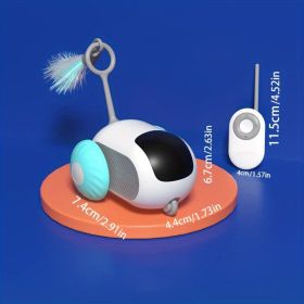 Exciting Interactive Cat Toy Car - Smart RemoteControl, Fun Feather Chase, Dynamic ElectricKitten Plaything For Active Exercise & Learningsmart Dogtoy (Option: Blue white)