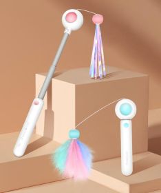 Retractable Laser Cat Stick Toys Cat Toy BallsKitten Playing Cat Laser Teaser Wand  ABS  PPMaterial   Safe And None Toxic, Universalinteractive Toy (Color: Pink)
